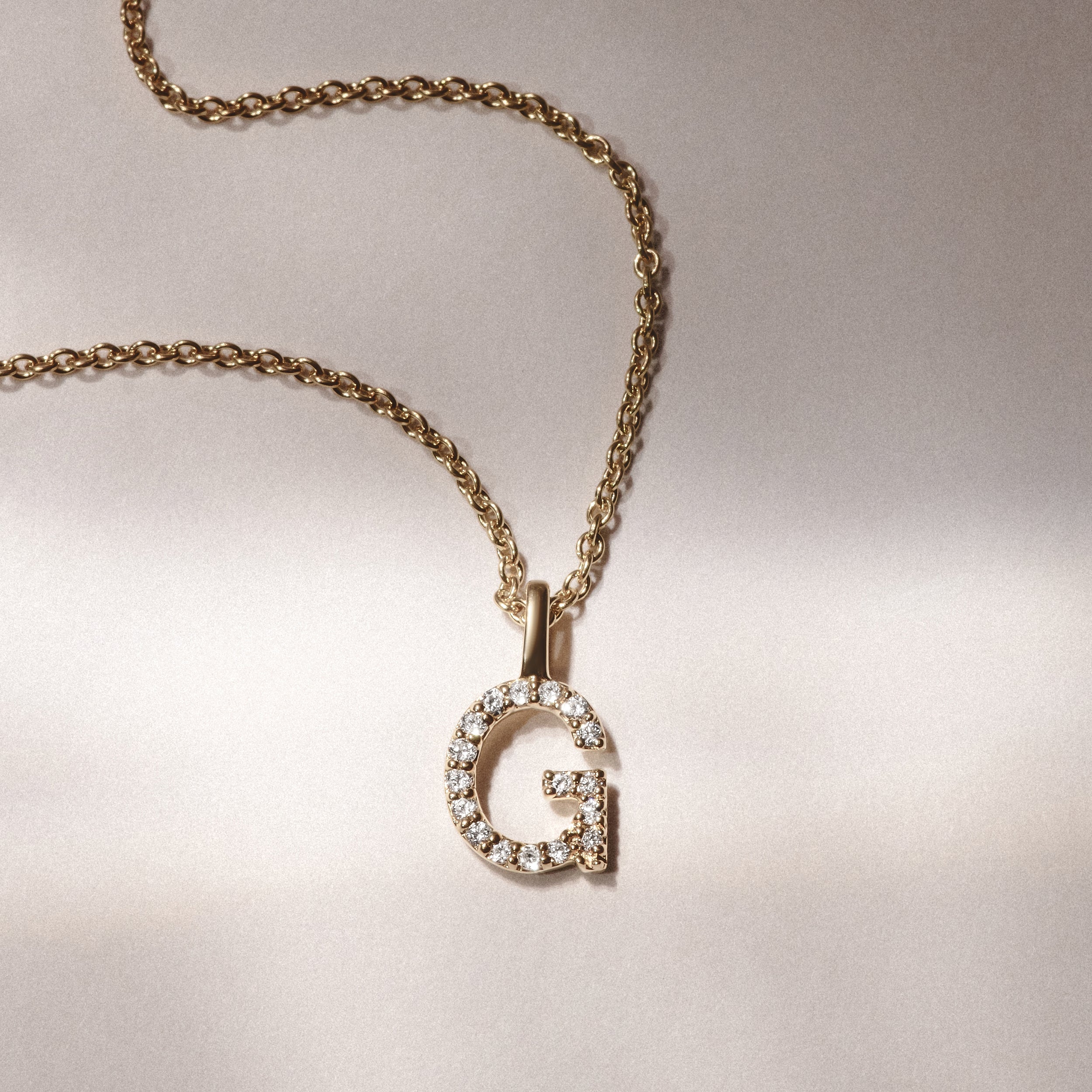 Love Letter Initial G Lab Diamond Necklace set in 9K Yellow Gold